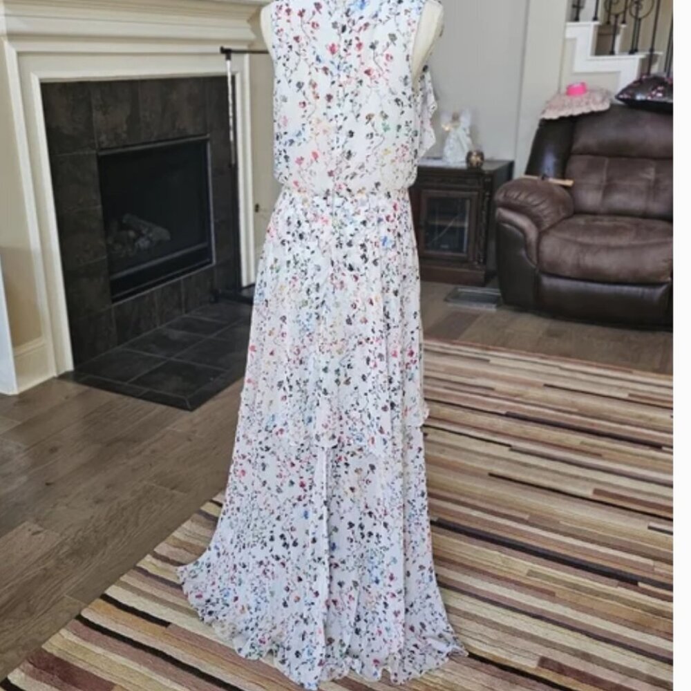 Monique Lhuillier floral romantic fairy  dress gown 10 - Picture 9 of 14